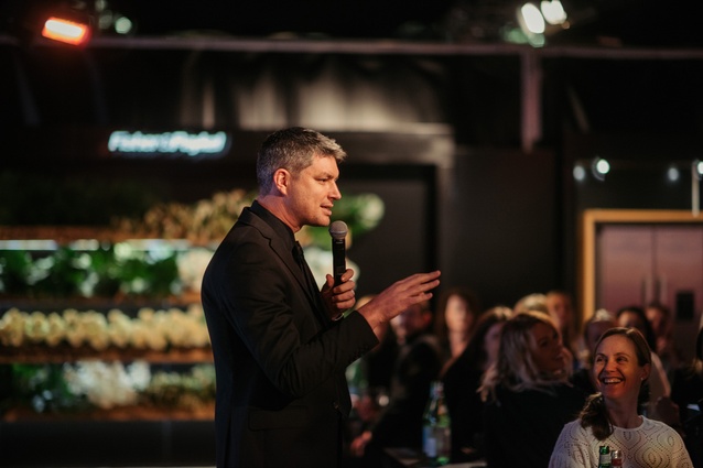 Jesse Mulligan entertains guests.