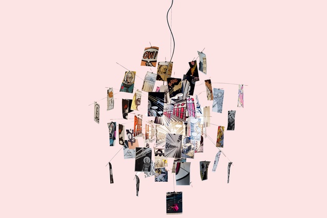 BangBoom! Zettel’z Pendant with limited-edition art by Ingo Maurer $6050 from ECC Lighting and Furniture.