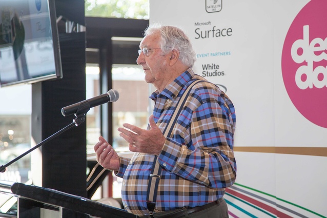 Bob Kerridge, executive director SPCA, unveils the designer doghouses.