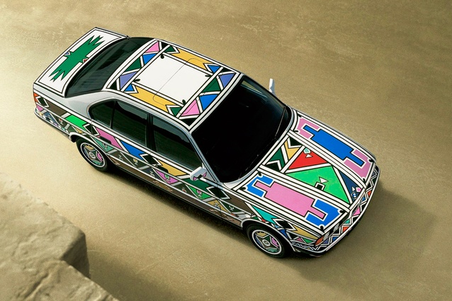 1991 BMW art car by Esther Mahlangu | <a
href="http://www.artcar.bmwgroup.com/en/art-car/text/Esther-Mahlangu-BMW-525i-1991-1375.html" target="_blank"><u>artcar.bmwgroup</u></a>