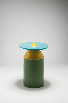 Totem coffee table, handmade in Italy from lacquered white clay. By Karen Chekerdjian.