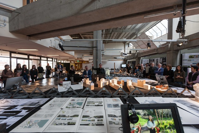 Models and drawings on display at the University of Auckland Architecture students’ exhibition.
