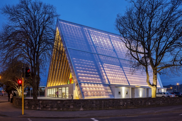 The Cardboard Cathedral in Christchurch, designed by Shigeru Ban Architects, 2013.