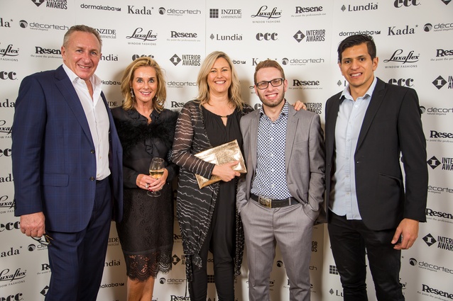John Gilbert and Prue Gilbert (Interior Awards sponsor Kada), Sara Morles, Aaron McMillan and Darren Muaiki (WorkScape).