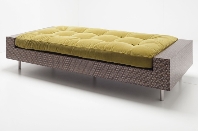 Diwan bench by Nada Debs | $14,300 from <a
href="https://www.nadadebs.com/pds.aspx?iid=87&lang=en&spn=&spv=&q=category,seating;parentid,6&tv=" target="_blank"><u>nadadebs.com</u></a>.